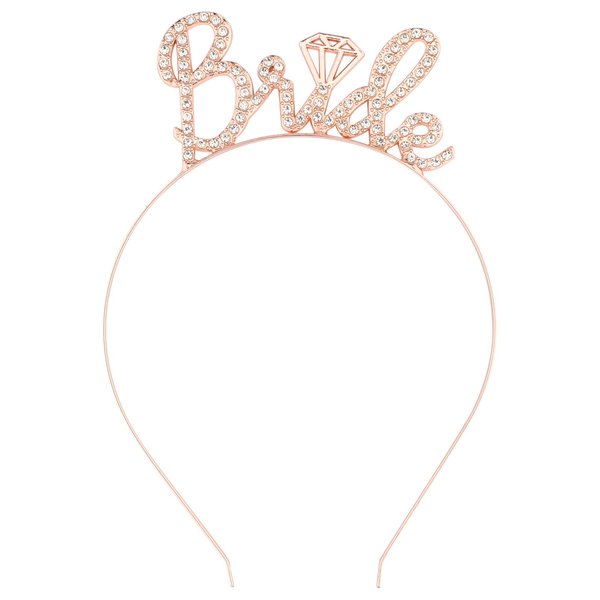 Casoty Bride Headband, Rose Gold Bride Tiara, Bride To Be Headband, Rhinestone Bachelorette Headbands for Wedding Party Bachelorette Party, Bridal Headpiece Bridal Shower Gift