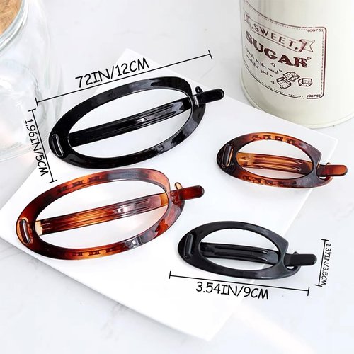 10 PCS French Oval Hair Clips for Women, Plastic Bun Ponytail Curved Hair Claw Clips Alligator Hair Barrettes Volume No Slip Grip Strong Hold Banana Hair Clamps Jaw Clips Styling Hair Accessories