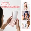Jurrissa Portable Hair Comb with Mirror for Women%Girl-Compact Mirror with Hair Comb for Purse,Travel Pocket Comb with Mirror-Small Pocket Mirror&Mini Comb,Folding Hair Brush with Mirror(Pink)