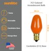 Sunlite 01270 7C7 Incandescent Bulb, 7 Watt, Candelabra E12 Base, C7 Small Night Light, Colored Bulb, Orange, 25 Count