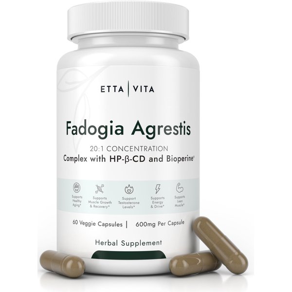 Organic Fadogia Agrestis 600mg for Natural Test Support (2X More Pure - 3X More Absorbent) Athlete Approved - Supports Muscle Growth & Recovery, Healthy Energy Levels, Drive, Stamina & Mood - 60ct