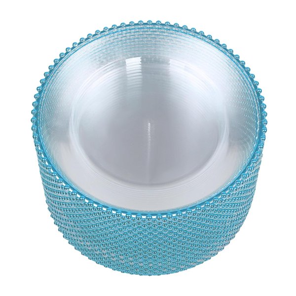 LUNUMAOS Clear Charger Plates Set 25 PCS Round Serving Tray 12in Reusable Serving Tray Wedding Decoration Serving Tray Patterned Snack Tray Embossed Serving Tray for Table Dinner Kitchen, Blue