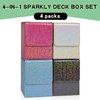 Dmoicols 4 Packs Card Deck Box Holds 400+ Single Sleeved Cards,Laser Card Storage Box Vertical,4-in1 MTG Commander Deck Box with 2 Dividers fit TCG CCG Magic Cards (Black+White+Light Blue+Rose Red)