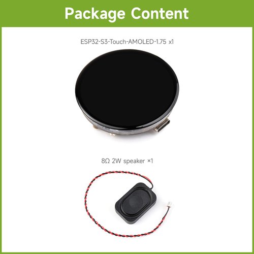Waveshare ESP32-S3 1.75inch AMOLED Round Touch Display Development Board, 32-bit LX7 Dual-core Processor, 466×466, QSPI Interface, Onboard Dual Digital Microphones Array, ESP32 with Display