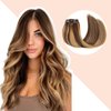 Evala Clip in Hair Extensions, 7pcs 120g Clip in Hair Extensions Real Human Hair 18 inch Clip ins #P4/27 Chocolate Brown to Caramel Blonde Hair Extensions Clip ins Brown Human Hair Extensions