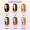 Lovenea Human Hair Topper 18 * 20 cm Swiss Lace Base Hairpiece 8 Inch Clip in Human Hair Toppers Straight Human Hair Pieces for Women with Hair Loss Thinning Piano 4/27 Color (8 Inch, P4/27#)
