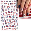 8Sheets 4th of July Nail Art Stickers Independence Day Nail Decals 3D Self Adhesive Nail Supplies American Flag Eagle Fireworks Design Classic USA Independence Day Elements Nail Decoration Accessories