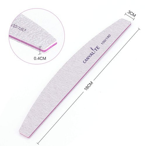 Canvalite 50 PCS Nail File Professional Nail Files Reusable Double Sided Emery Board(100/180 Grit) Nail Styling Tools for Home and Salon Use