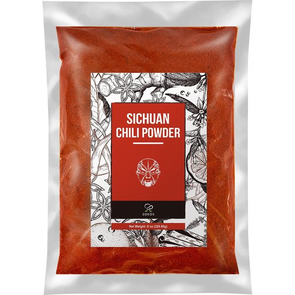 Soeos Premium Sichuan Chili Powder 8oz(226g),All Natural,Asian Chili Powder,Savory Spicy Red Chili Powder from Dried Chillies,Chilli Powder,Chili Powder Bulk,Red Chilli Powder,Hot Chili Powder.