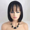 QUINLUX WIGS 13X6 Lace Front Wig 150% Density Air Bangs Natural Color Short Bob Wigs Brazilian 100% Human Hair For Women (8 inch/13X6, 150% density)