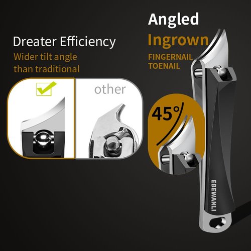 EBEWANLI Ingrown Nail Clippers, Slanted Curved Blade Toe Nail Clippers for Ingrown Toenails & Fingernail, Stainless Steel Toenail Clippers Cutter, Angled Nail Clippers for Seniors, Men, Women