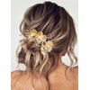 Catery Flower Bride Wedding Hair Vine Gold Floral Headband Pearl Bridal Headpiece Head Piece Hair Band Hair Accessories for Women and Girls
