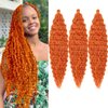 24inch Ocean Wave Braiding Hair Extensions 3packs Long Deep Curly Wave Braid Hair Synthetic Twist Ripple Crochet Deep Wave Braids Hair for Women 100g/pack(24",Orange)