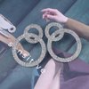 Sttiafay Vintage Crystal Circle Drop Earrings Double Circle Hoop Earrings Silver Cz Circle Dangle Earrings CZ Hollow Circle Earrings Jewelry for Women and Girls