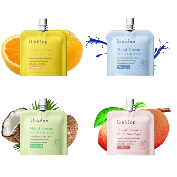 Weklop 4 Pack Natural Moisturizing Travel Size Hand Cream, Protection for Dry Cracked Hands, Cute Packaging Suit for Travel, Daily Trip, Hydrating Hand Lotion for Gift to Women, Girls, Teens