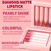 MAEPEOR Glitter Lipstick Set 5 Colors Non-Stick Cup Shimmer Lipstick Waterproof and Long Lasting Liquid Lipstick Set for Women and Girls (Set 02)