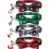 LLHK 4 Pack Christmas Cat Collars with Bow Tie and Bell,Breakaway Kitten Collar for Girl Boy Cats,Adjustable 7-12inch, for Kitty Kitten Adult Cats,Pet Supplies,Stuff,Accessories
