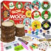 Painting Crafts Kit for Kids,Glow in The Dark Arts & Crafts Gifts for Girls Boys Ages 4-12,Wood Slice Craft Creative Activities Christmas Party Favors Toy for Ages 4 5 6 7 8 9 10 11 12 Year Old(24Pcs)
