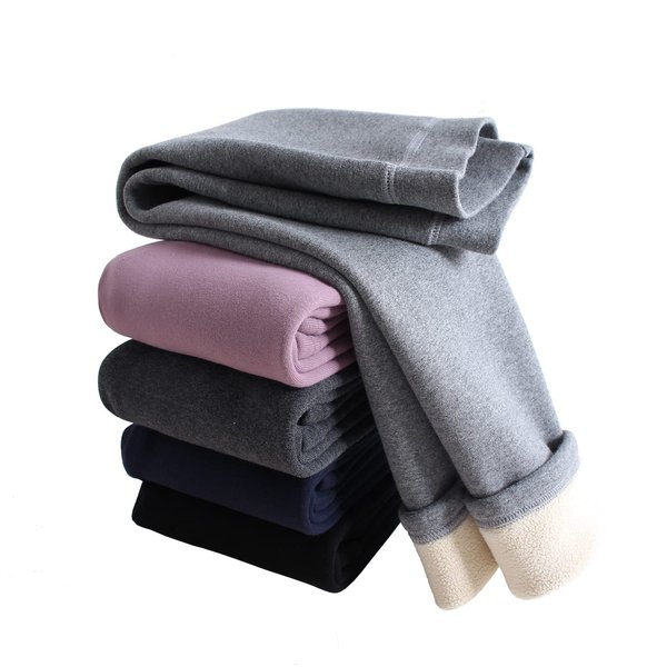 Looching Baby Toddler Girls Winter Fleece Lined Leggings Warm Full Length Pants Basic Cotton Thick Tights (Purple,2-3 Years)