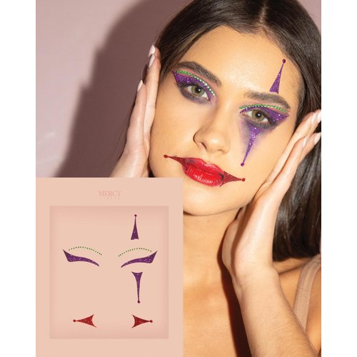 Clown Face Jewels by Mercy London Circus Costume Accessories Face Gems Jewels All in One Headpiece Stick On