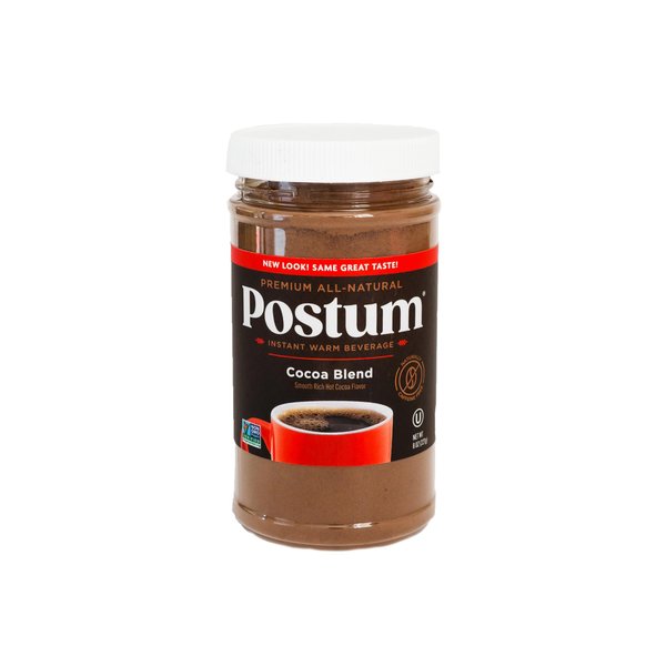 Postum Cocoa Blend Flavor Coffee Substitute Caffeine Free Delight with Roasted Wheat Bran & Molasses (8oz) | Natural, Non-GMO, Vegan & Healthy Coffee Alternative Caffeine Free Hot Chocolate
