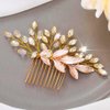 Latious Crystal Bride Wedding Hair Comb Gold Leaf Hair Piece Bridal Bead Hair Accessories for Women and Girls