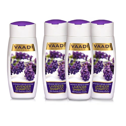 Vaadi Herbals Lavender with Rosemary Extract Shampoo - Intensive Repair Shampoo - ALL Natural - Paraben Free - Sulfate Free - Scalp Therapy - - Suitable for All Hair Types - 11.8 Ounces