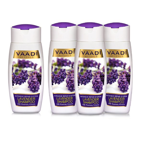 Vaadi Herbals Lavender with Rosemary Extract Shampoo - Intensive Repair Shampoo - ALL Natural - Paraben Free - Sulfate Free - Scalp Therapy - - Suitable for All Hair Types - 11.8 Ounces