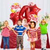32 Inch 4 Balloon Number, Red Balloons, Red Confetti Latex Balloon Foil Balloons Mylar Balloons Number 4 Balloons for Anniversary Supplies Kids Birthday Party (Red, 4)
