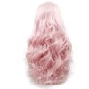 Pink Lace Front Wigs for Women Long Wavy Synthetic Hair Wig Soft Lace Wig with Natural Hairline Glueless Heat Resistant Fiber Hair for Women 24 Inch Cosplay Wigs (Pastel Pink)