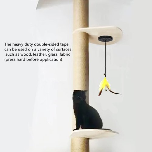 SHENGOCASE 10-Pack Cat Tree Tower Replacement Hanging Ball Feather Toy with Adhesive Tapes, Cat Toy for Cat Furniture