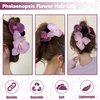 Orchid Hair Clip Butterfly Orchid Hair Claw Clip for Women - Hawaiian Flower Hair Clips Orchid Hair Clips For Women - Womens Floral Hair Claw Clips - Stylish Floral Hair Accessories (Pink-Purple)