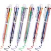 EEOYU 6 Pack Multicolor Pens 0.5mm 6-in-1 Retractable Ballpoint Pens 6 Colors Transparent Barrel Ballpoint Pen for Office School Supplies Students Children Gift