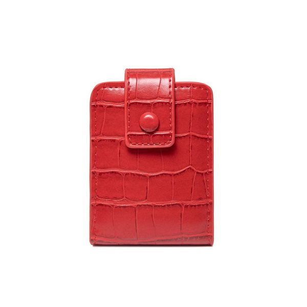 Lipstick Case with Mirror, Portable Makeup Lipstick Case for Outside PU Leather Lipstick Organizer, Mini Bag Travel Cosmetic Pouch Fits 3 Lipsticks Makeup Pouch for Travel (Red)