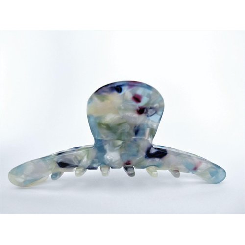 Blue white and mixed color marbled design hair claw clip for fine, thin hair