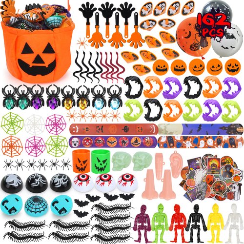 TOY Life Halloween Party Favors 162 Pcs Kids Party Favor Halloween Treats Toys in Bulk Goodie Bags Stuffers Return Gifts for Kids Birthday Party Favor Halloween Trick or Treat Classroom Party Supplies