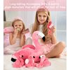 Qpewep 21Inch Flamingo Stuffed Animal Toys with 4 Babies Soft Plush Flamingo Inside Pink Plushie Machine Washable for Kids Birthday Toddlers Kids Zoo Flamingo Party Decor Xmas Gift