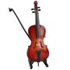 Dselvgvu Wooden Miniature Cello with Stand,Bow and Case Mini Musical Instrument Miniature Dollhouse Model Home Decoration (5.51"x1.97"x0.63")