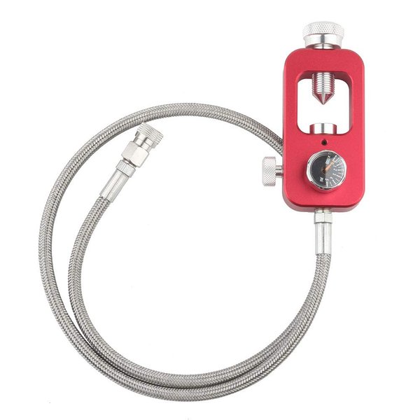 IORMAN DIN Valve Scuba Adapter 4500psi High Pressure PCP Paintball HPA Tank Fill Station (Stainless Steel Braided-Red)