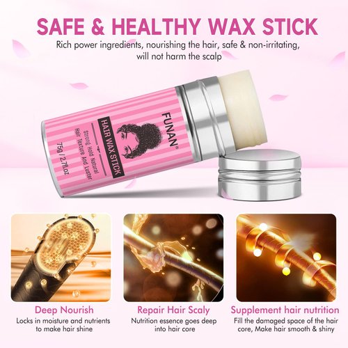 SUOFEIYA Wax Pomade Stick for Hair Styling, Non-Greasy Slick Edge Control and Frizz Fighter for Wigs and Flyaways, 2.7oz