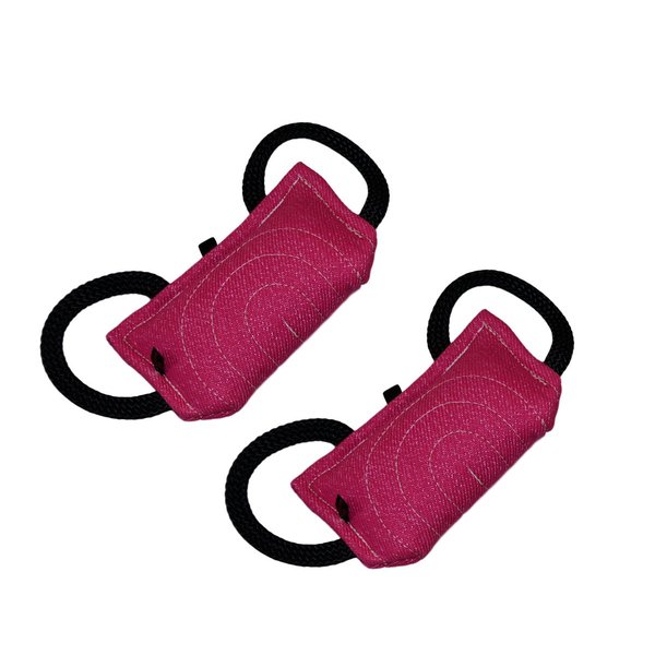 Redline K9 Bundle of 2 - Pink Puppy Bite Pillow Tug Toy 9.5 inch X 4.75 inch - French Linen