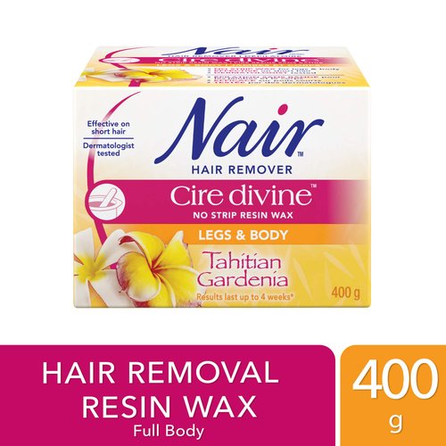 Nair Cire Divine Microwaveable Body Hair Removal Wax Kit (Tahitian Gardenia, 400g/14oz)