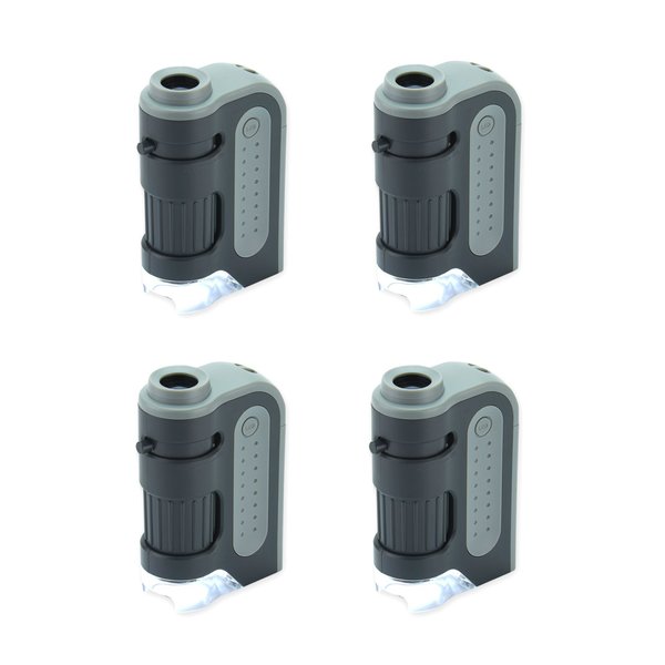Carson MicroBrite Plus 60x-120x Power LED Lighted Pocket Microscope - Set of 4 (MM-300MU),Black/Grey