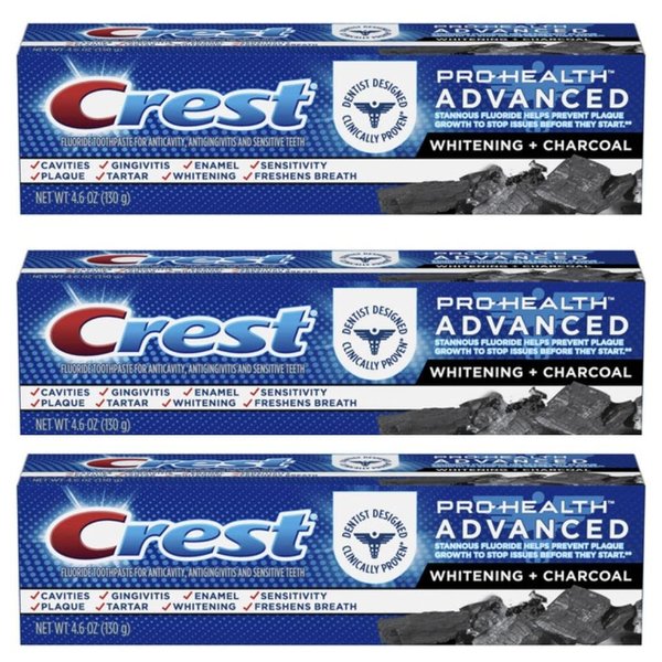 Crest Pro-Health Advanced Whitening + Charcoal Toothpaste 4.6 oz (Pack of 3)