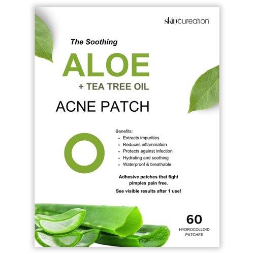 The Soothing Aloe + Tea Tree Oil Acne Patch (60 Counts 1 Size) – Invisible Hydrocolloid Acne Patch with Aloe and Tea Tree Oil for Covering Zits and Blemishes
