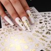 Gold Snake Nail Stickers Laser Gold Snake Nail Art Decals 3D Self-Adhesive Snake Nail Stickers Luxury Star Letter Nail Supplies Holographic Glitter Roes Star Designs for Women Nail Decoration 6 Sheets