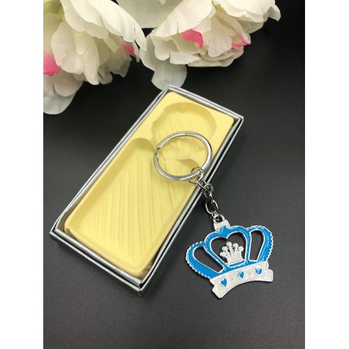 12PC Blue Baby Shower Favors Crown Table Decoration Boy Keychains