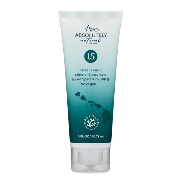 Absolutely Natural - SPF 15 Mineral Sunscreen - Broad Spectrum Water Resistant Moisturizer Lotion For Body & Face - With Non-Nano Zinc Oxide, Vitamin E, & Antioxidants - Made in USA, 3 Oz