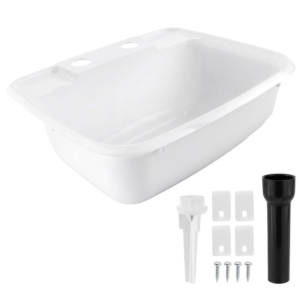 RecPro Rectangle RV Bathroom Sink | Single Bowl Lavatory Sink | Camper Sink | Plastic (White)