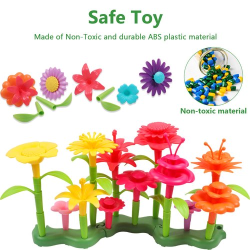 DigHealth Flower Garden Building Toys for Girls, 109 PCS Pretend Garden Toy Playset Gift, DIY Bouquet Stacking Activity, Educational Game for Kids Age 3, 4, 5, 6 Year Old